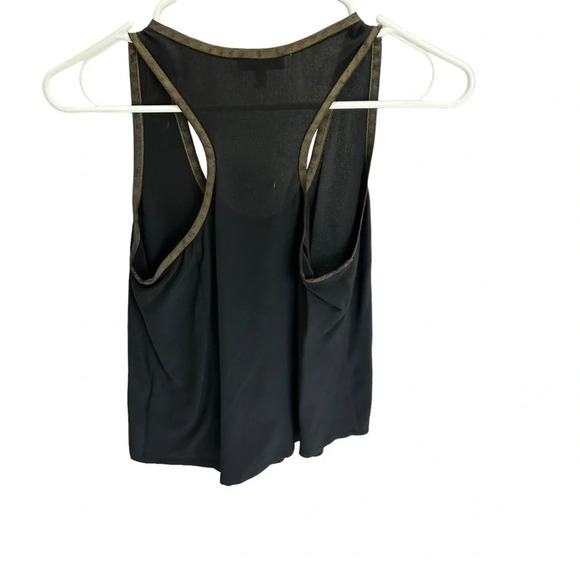 Joie Alicia Silk Racerback Tank Blouse in Black with Bronze Trim Size XS - Picture 4 of 7